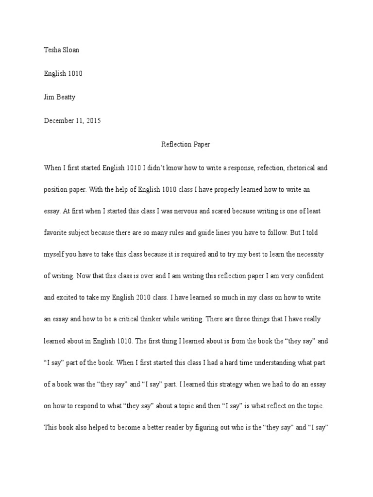 Final Reflection Paper Englsih Essays Behavior Modification