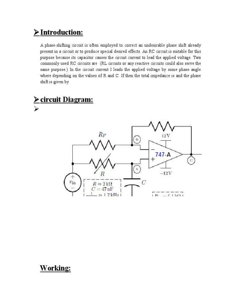 Phase Shifter Electronic Circuits Electrical Engineering