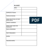 Blog Planning Sheet 