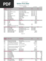 Bullion Price Sheet: Spot Gold: Spot Silver