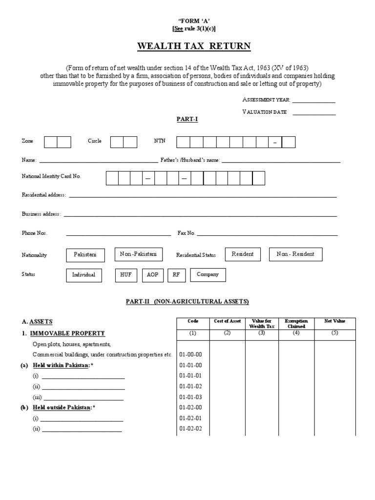Wealth Tax Return Form | PDF