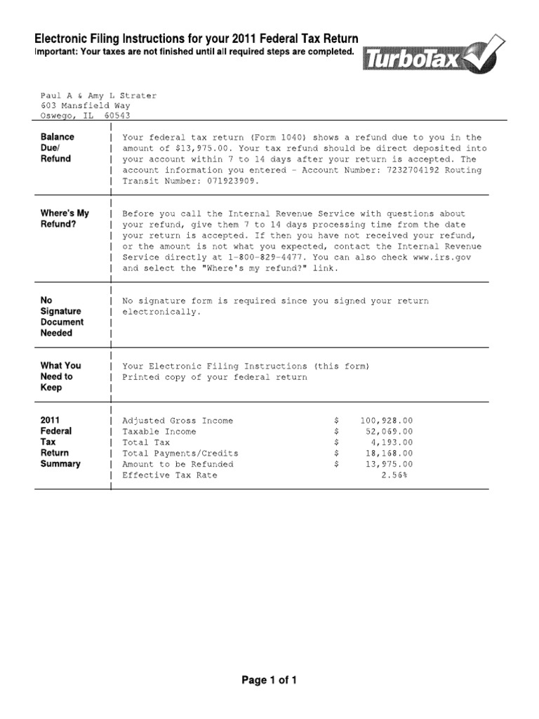 2011 Form 1040 Individual Tax Return Federal PDF | PDF