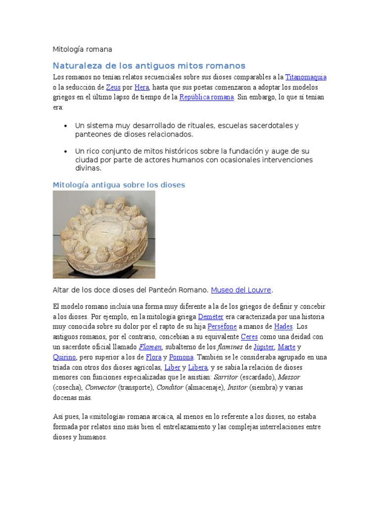 Mitología Romana: Dioses y Leyendas | PDF | Mitología romana ...
