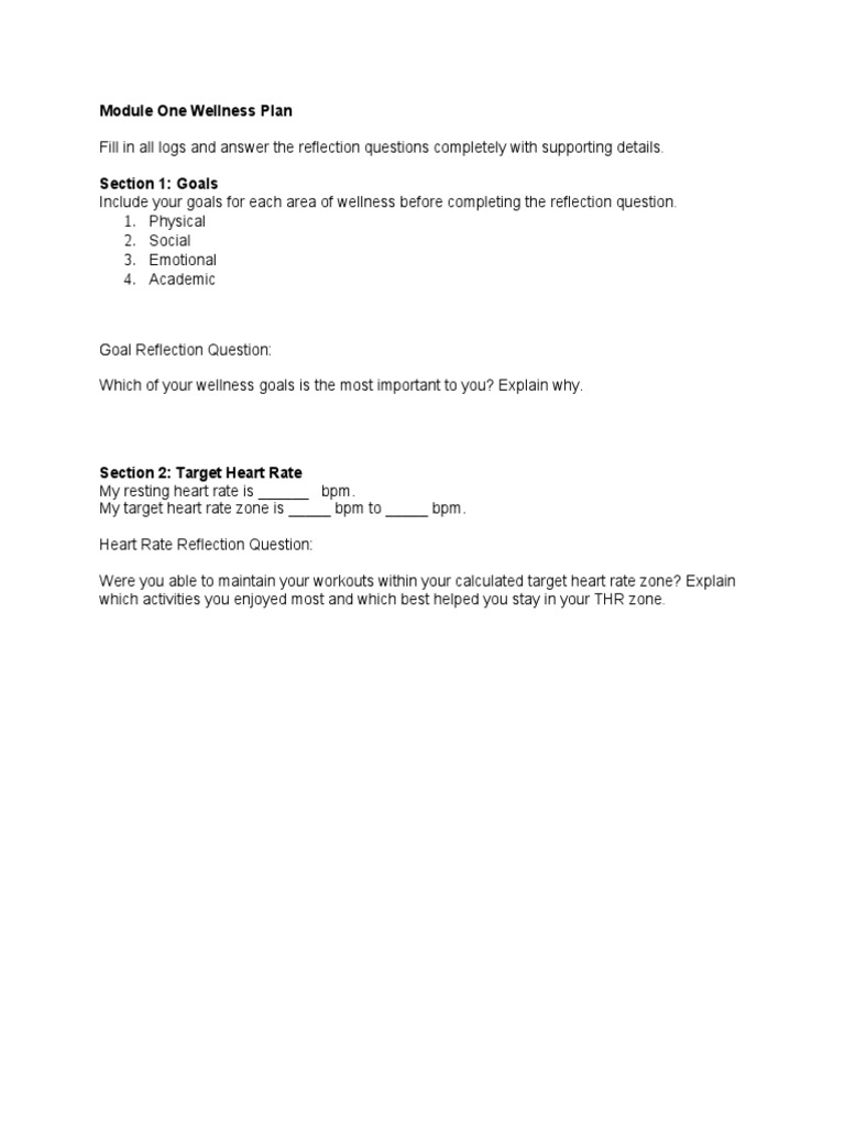 Comprehensive Wellness Plan Template | PDF | Self-Improvement