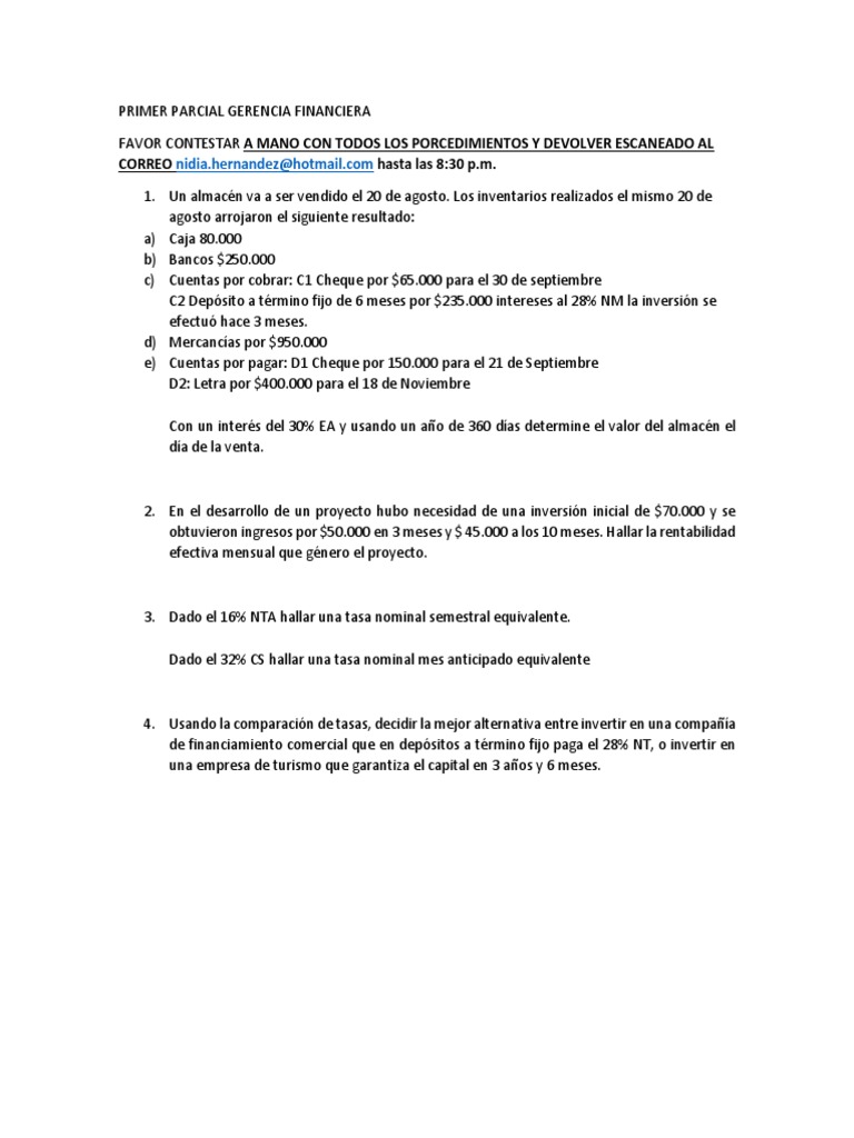 Primer Parcial de Gerencia Financiera | PDF | Derecho | Hogar ...