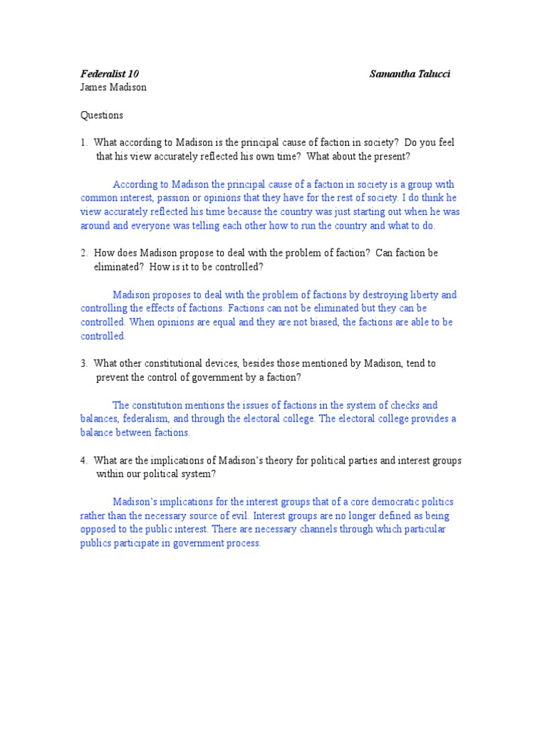 Understanding Madison's Faction Theory | PDF | Social Science | Science ...