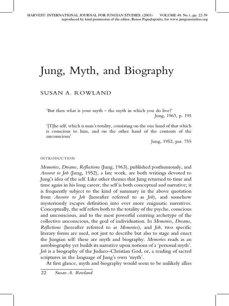 Jung, Myth, and Biography | PDF | Mythology | Carl Jung