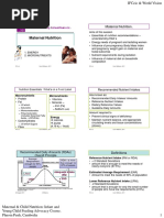 Maternal Nutrition: Infant Feeding Consortium Cic