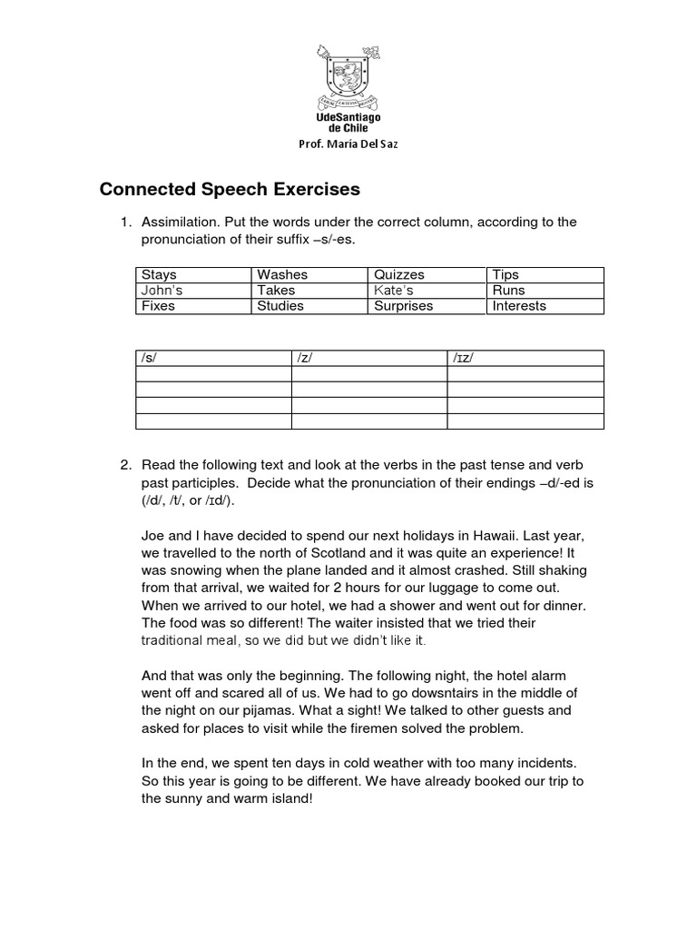 Connected Speech Practice Exercises | PDF | Language Arts & Discipline