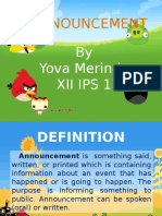 Announcement Yova Merinda