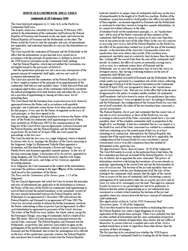 North Sea Continental Shelf Cases Judgment of 20 February 1969 PDF