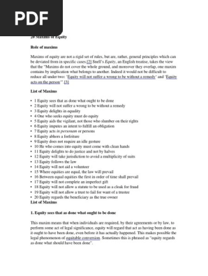 20 Maxims of Equity