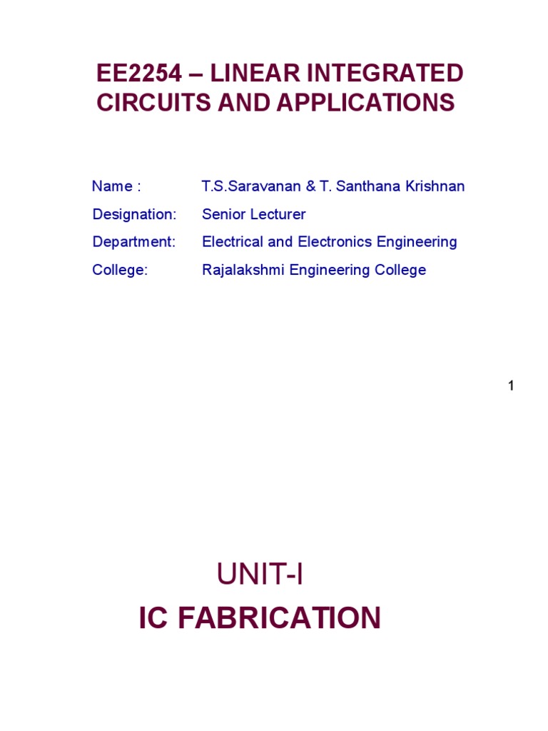 Ee2254 Linear Integrated Circuits and Applications PDF