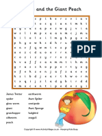 James and The Giant Peach Word Search PDF