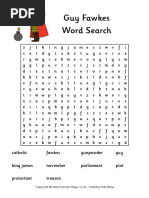 Guy Fawkes Word Search PDF