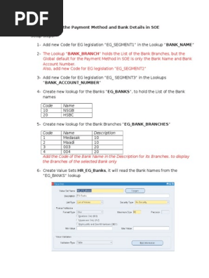 How To Display The Payment Method And Bank Details In Soe