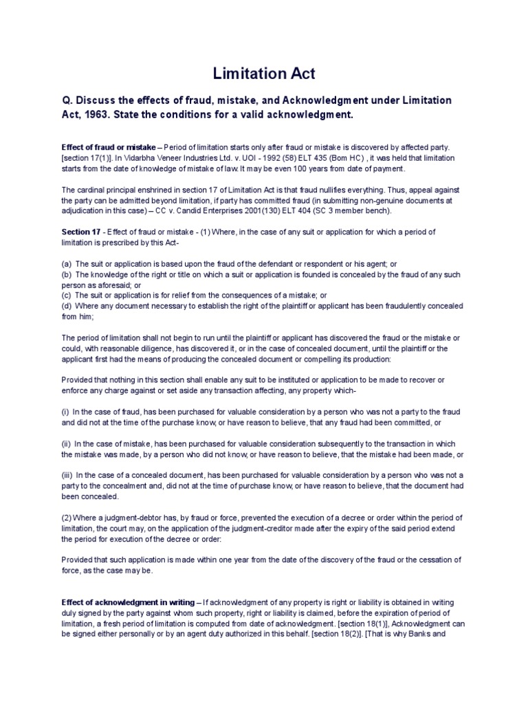 Limitation Act Res Judicata Lawsuit