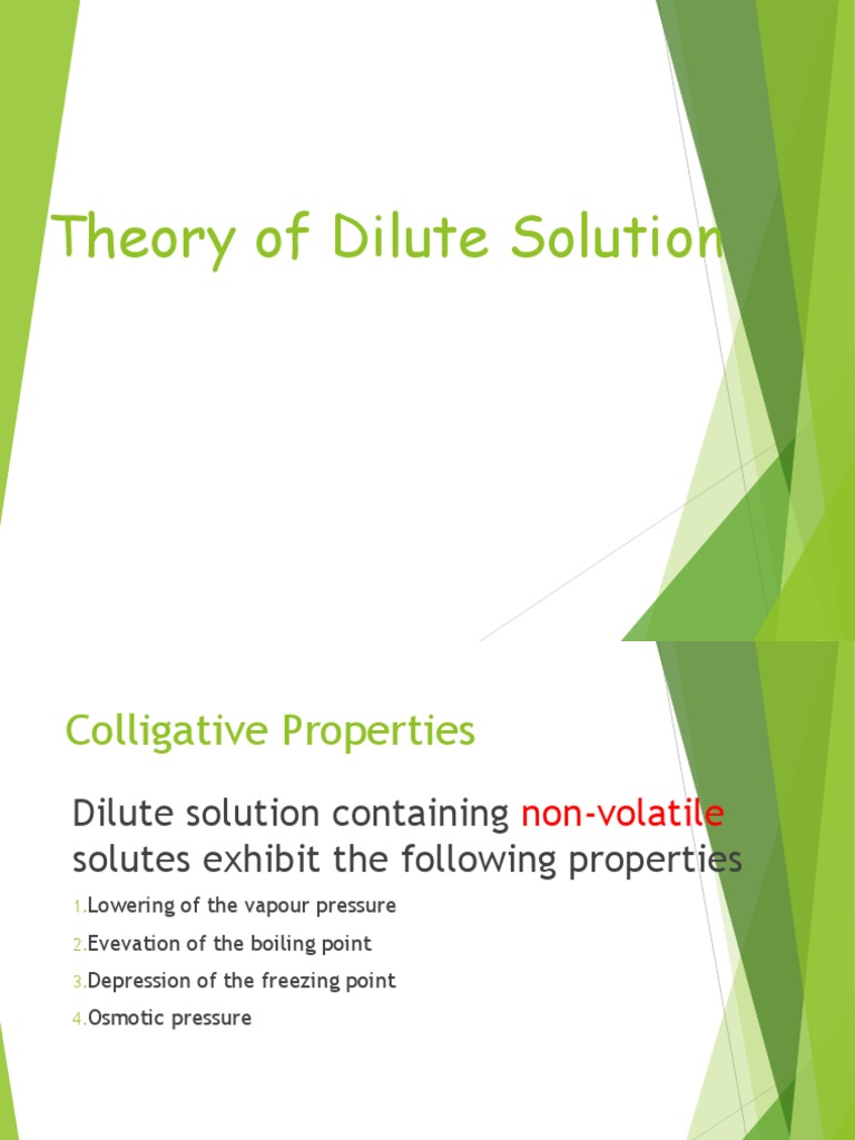 Dilute Solution Pdf Dissociation Chemistry Solution