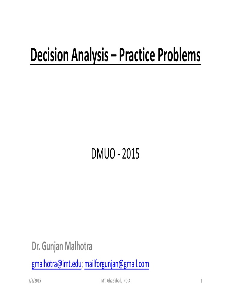 Decision Analysis Practice Problems | PDF | Science | Business