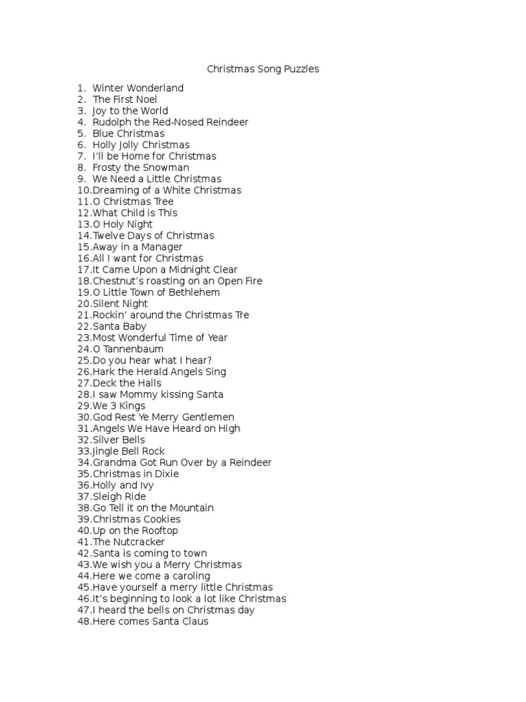 christmas song puzzle answers | pdf | christmas music | christian