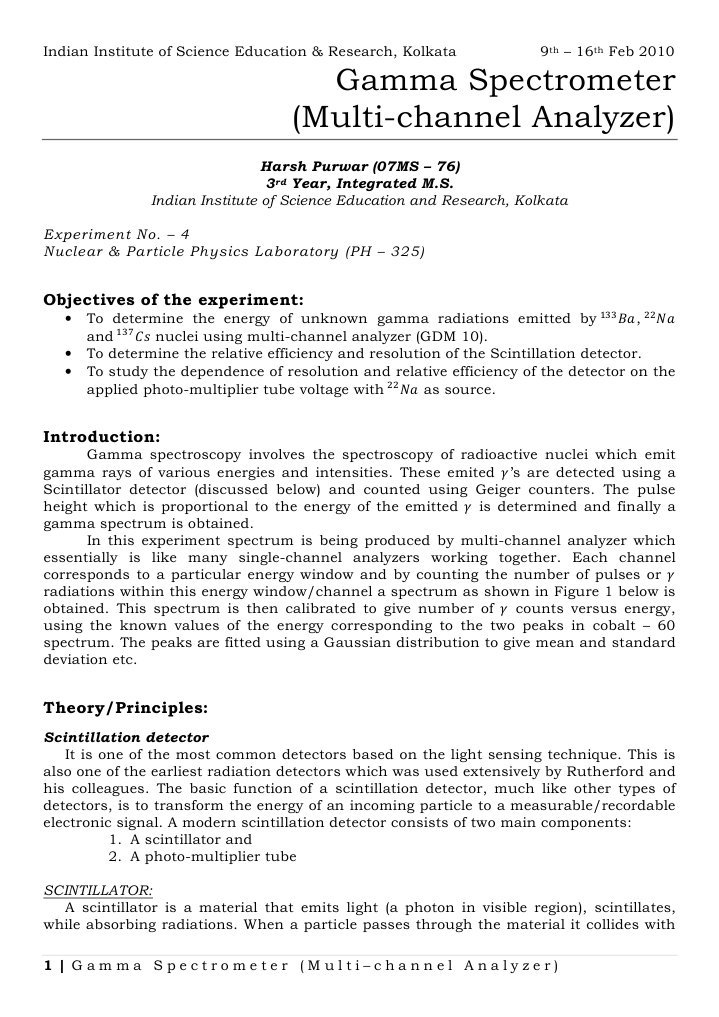 MultiChannel Gamma Spectrometry PDF Electron Photon