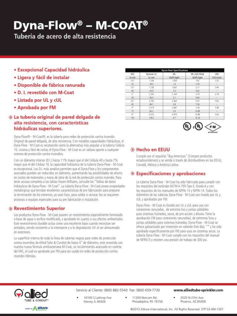 Dyna Flow Data Sheet Spanish PDF PDF Tubería (transporte de fluidos