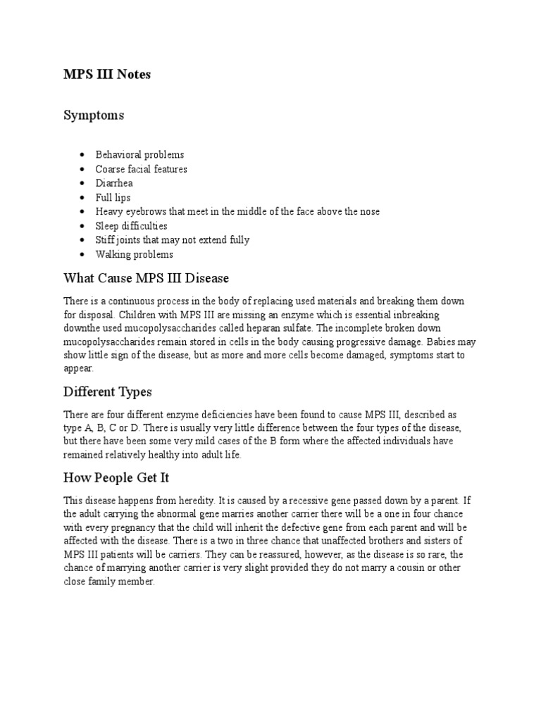 MPS III: Symptoms, Causes, and Treatments | PDF