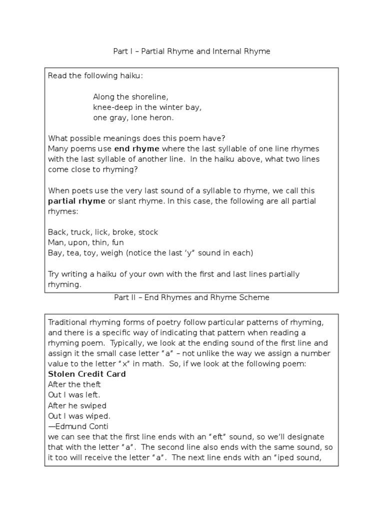 Haiku Terza Rima Rhyme | PDF | Rhyme | Poetry