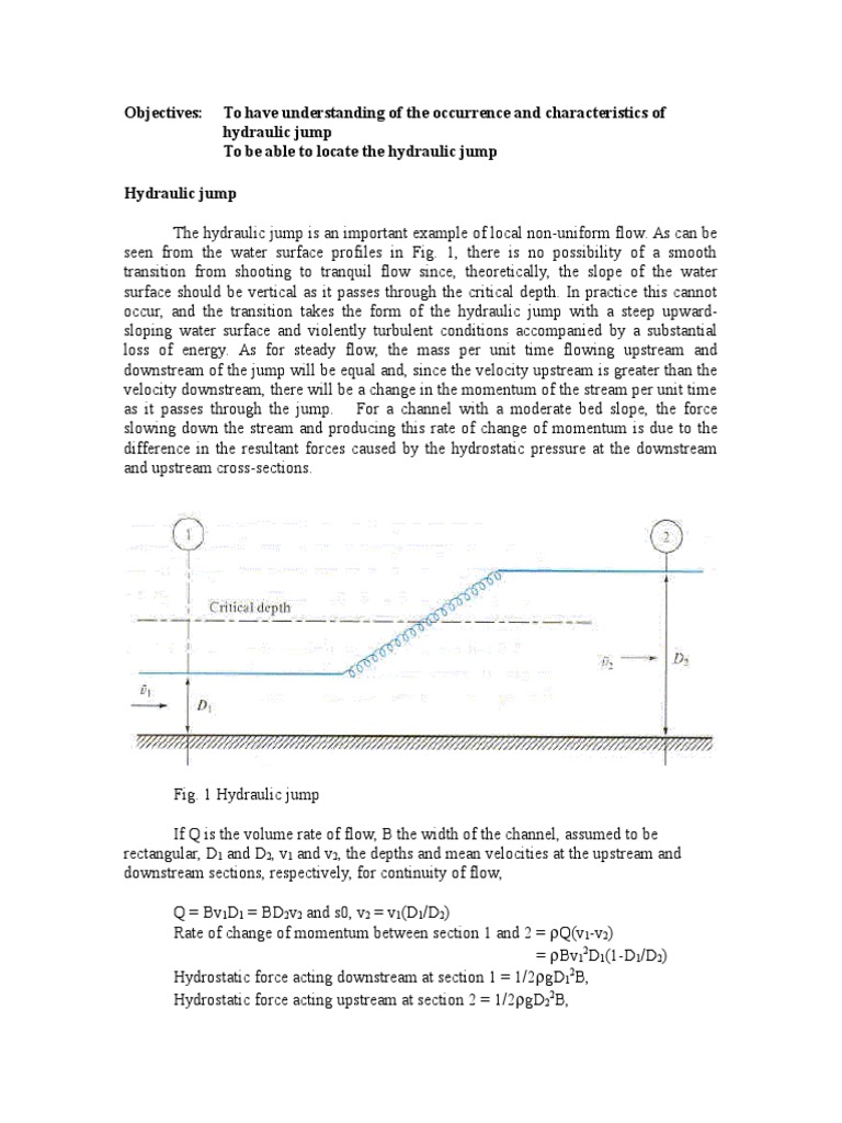 34 Location of Hydraulic Jump 374s24 Chemical Engineering Materials