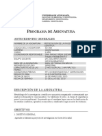 Programa Metodología de la Investigación Científica. Programa Actual