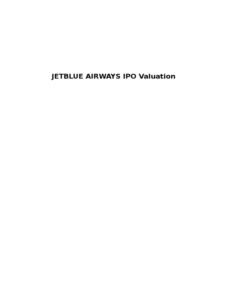 Jetblue Airways Ipo Valuation PDF Cost Of Capital Stocks