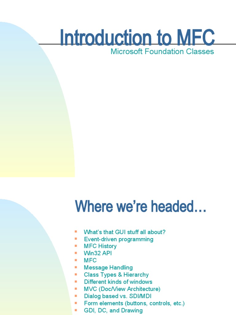 Introduction to Microsoft Foundation Classes | PDF | Areas Of Computer ...