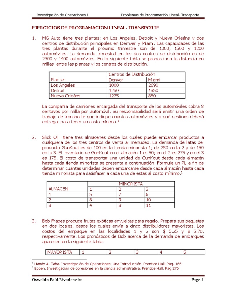 Problemas de Transporte en Investigación | PDF | La investigación de ...