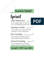 A Tutorial For Matlab: Fprintf