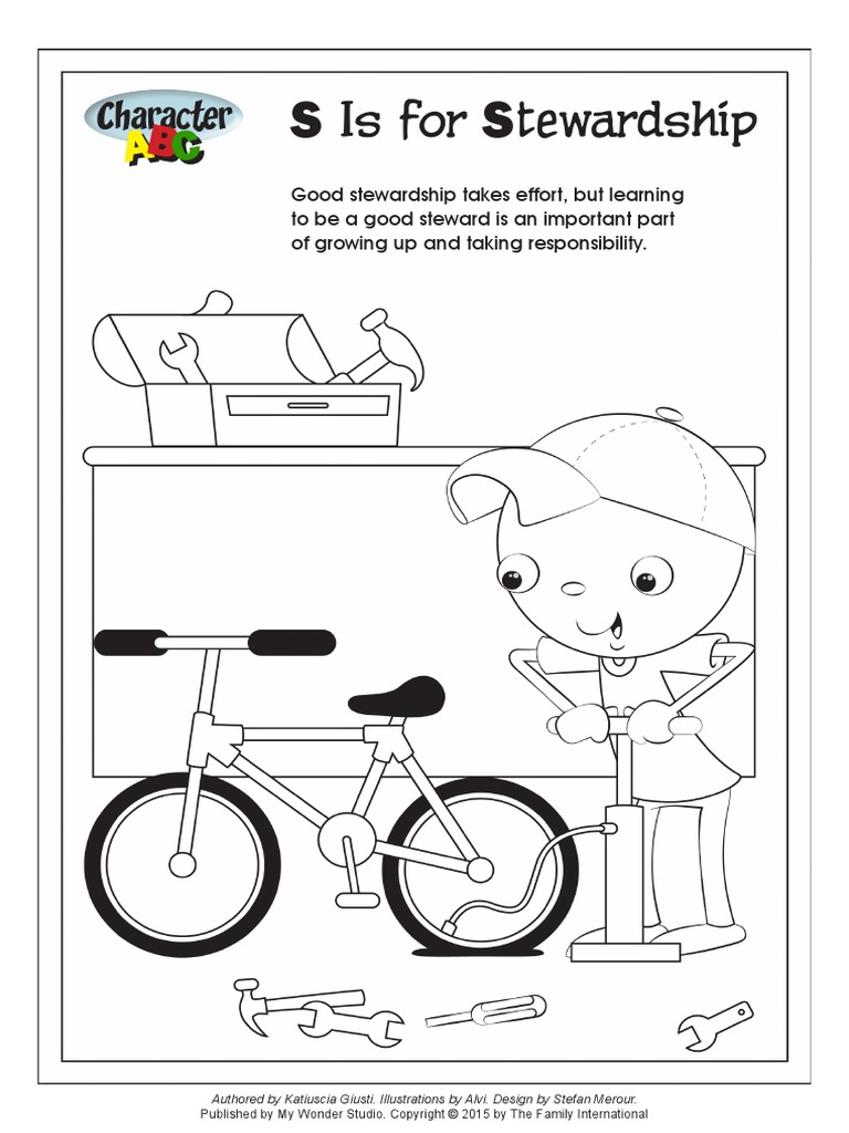 Character ABC: S is for Stewardship- Coloring Page | Business | Leisure ...