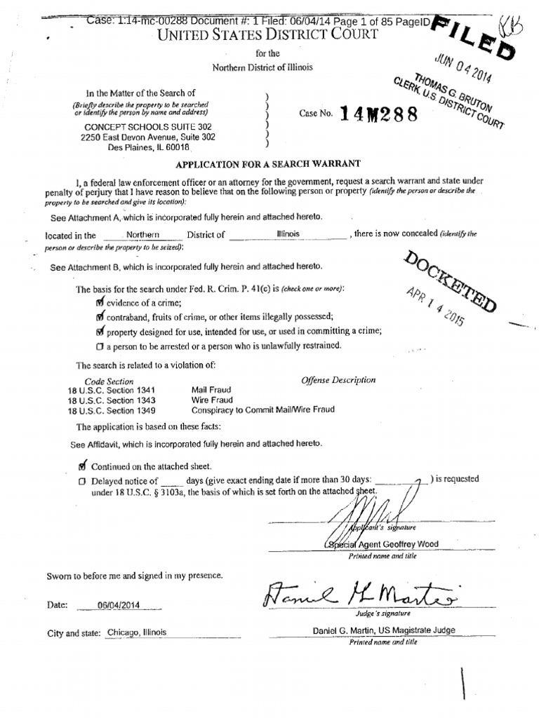 Concept Schools searchwarrant application