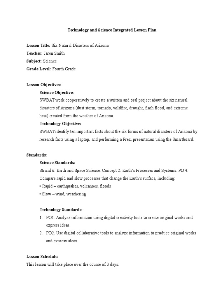 Arizona Natural Disasters Lesson Plan | PDF | Natural Disasters ...
