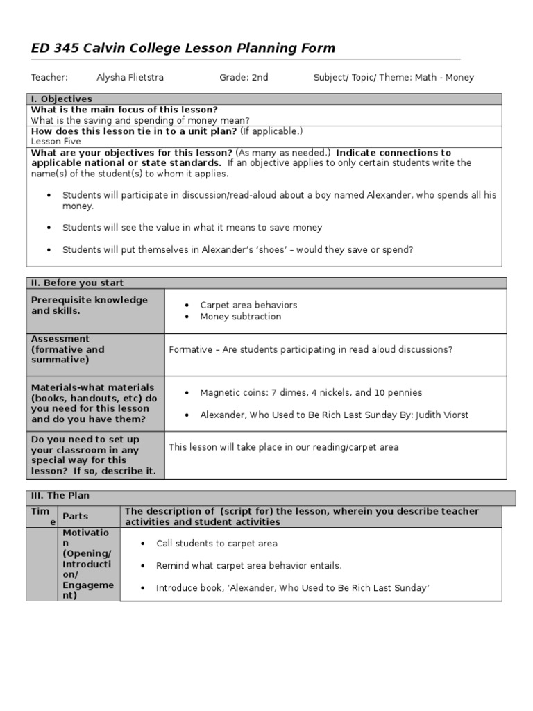 2nd Grade Math Lesson on Money | PDF | Language Arts & Discipline