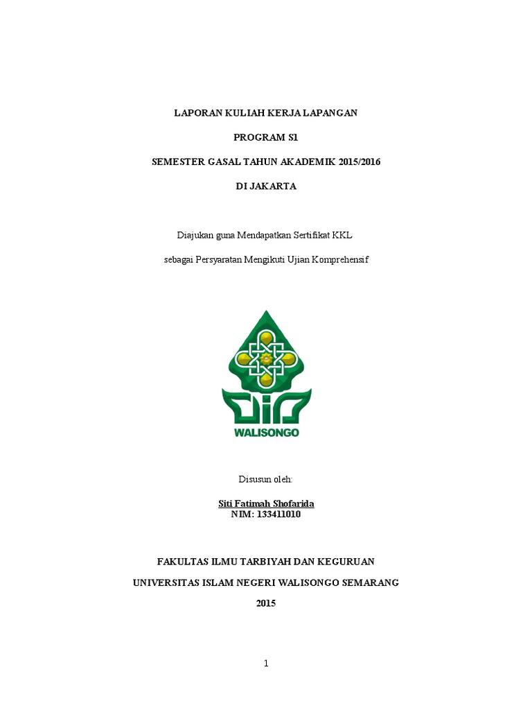 Contoh Laporan Kkl Sistem Informasi