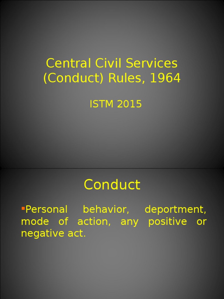 Central Civil Services (Conduct) Rules, 1964 ISTM 2015 PDF