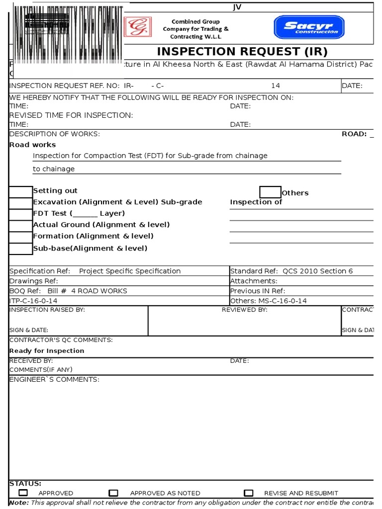Construction Inspection Request Format | PDF | Computers | Technology ...