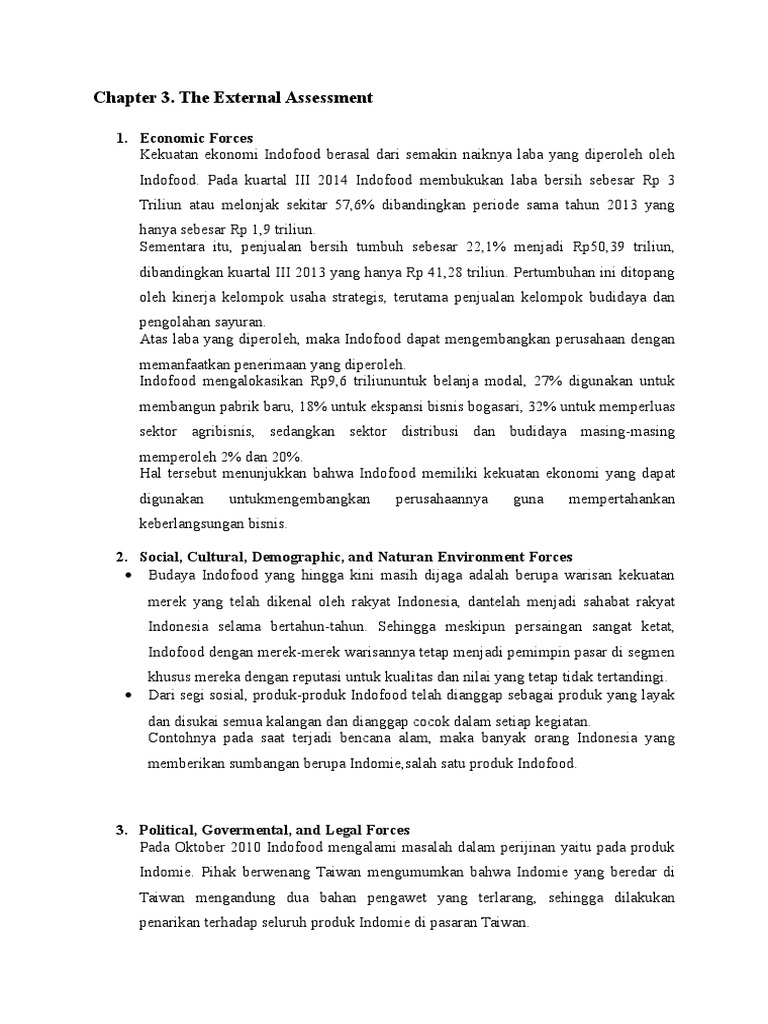 Analisis Faktor Internal dan Eksternal PT Indofood