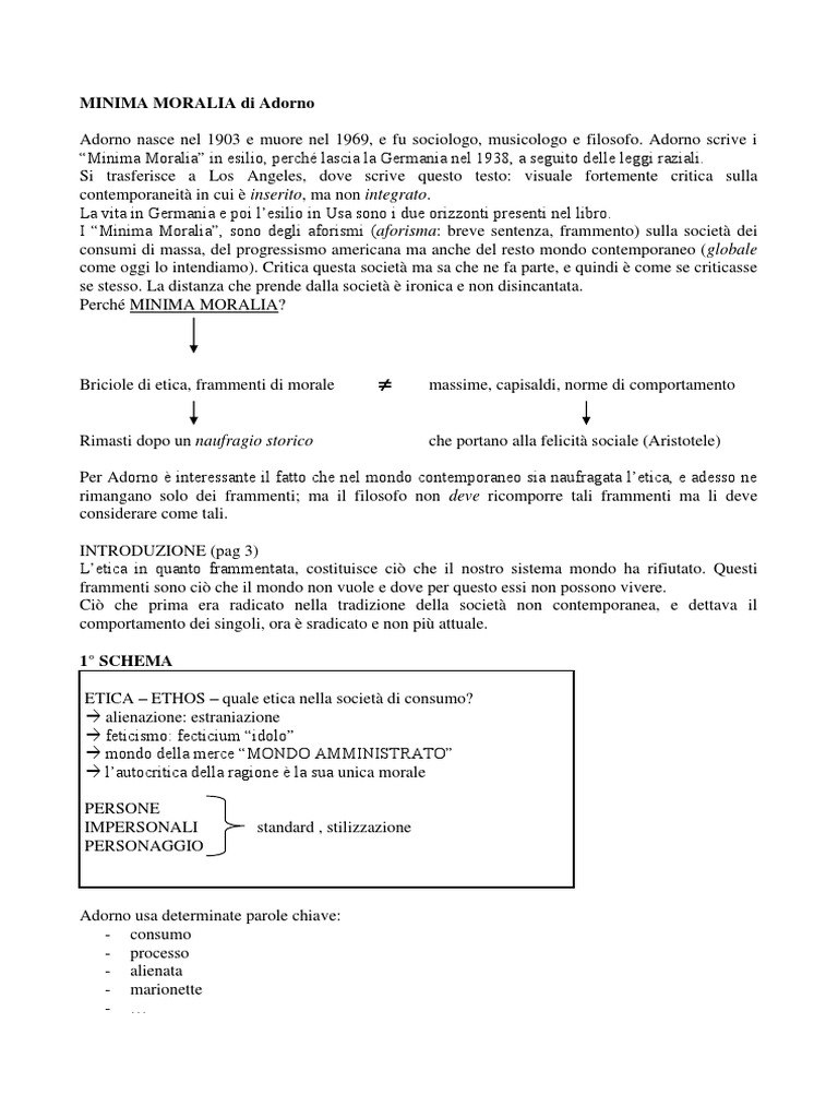 Minima Moralia Adorno Spiegazione PDF