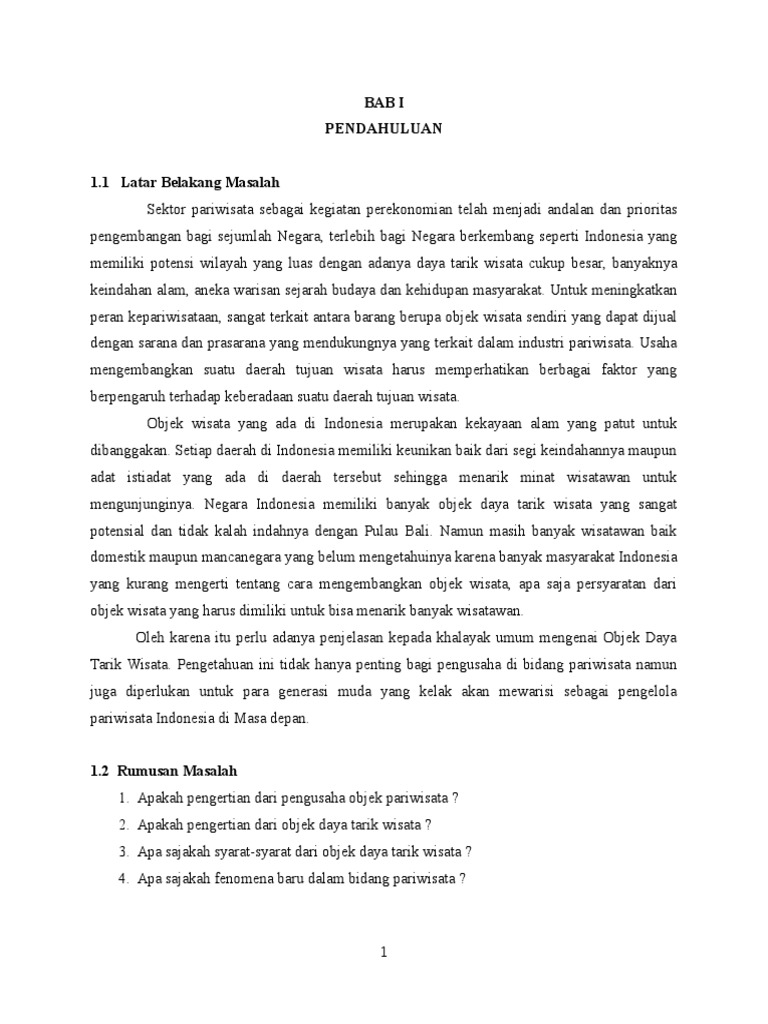 Makalah Pariwisata