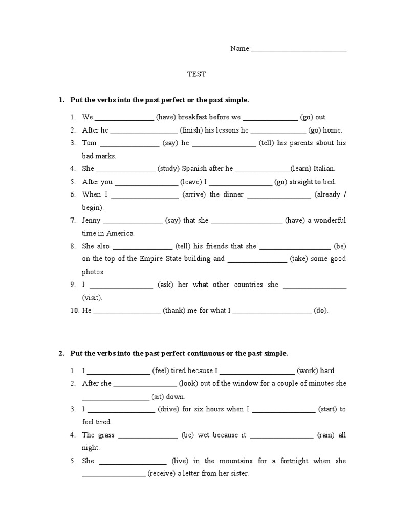 Test Past Tenses | PDF | Grammar | Linguistic Morphology