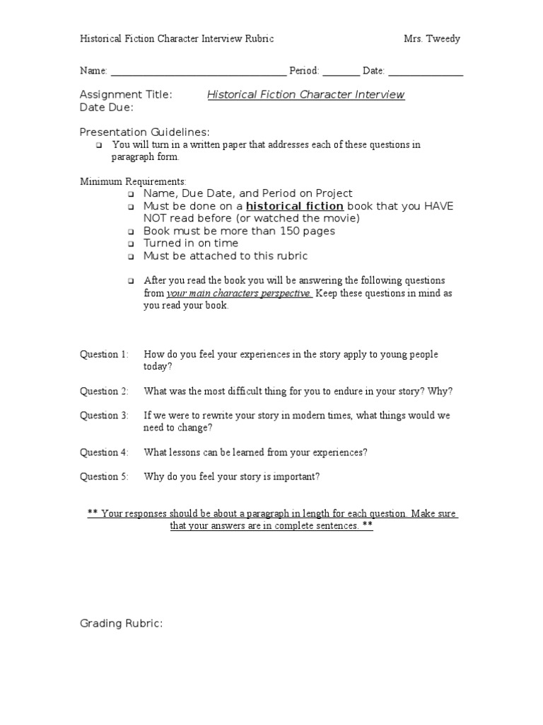 Character interview questions pdf picture