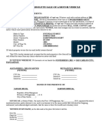 Motor Vehicle Sale Deed