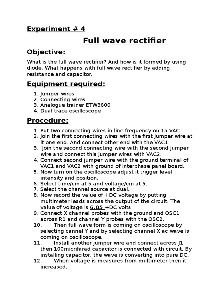 Full Wave Rectifer | PDF