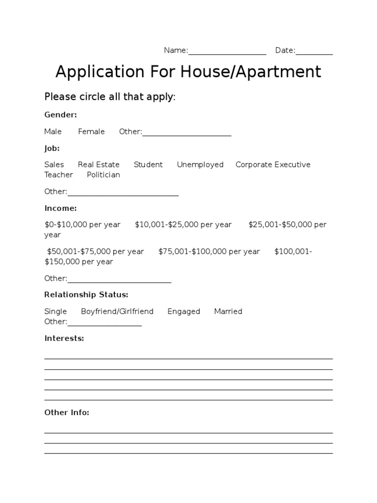 Application For House Apartment | PDF | Business | Law