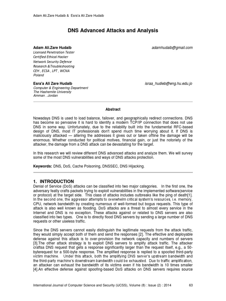 DNS Advanced Attacks and Protections | PDF | Denial Of Service Attack ...